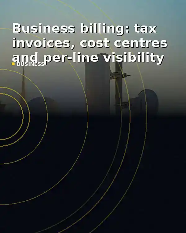 Business billing: tax invoices, cost centres and per-line visibility - TelecomDesk guide artwork